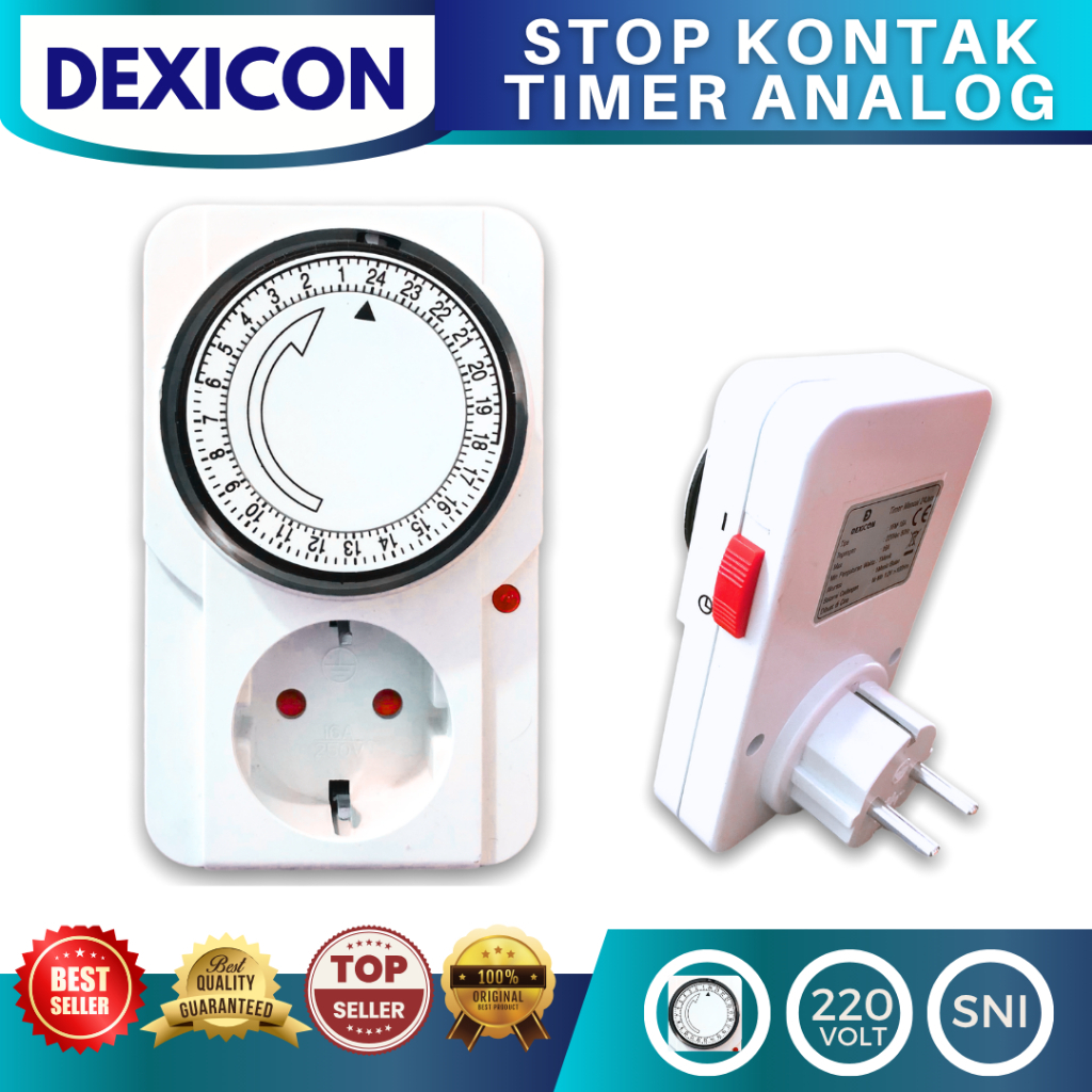STOP KONTAK TIMER ANALOG 24 JAM TIMER LISTRIK MANUAL ANALOG TIMER SWITCH STOPKONTAK TIMER DEXICON
