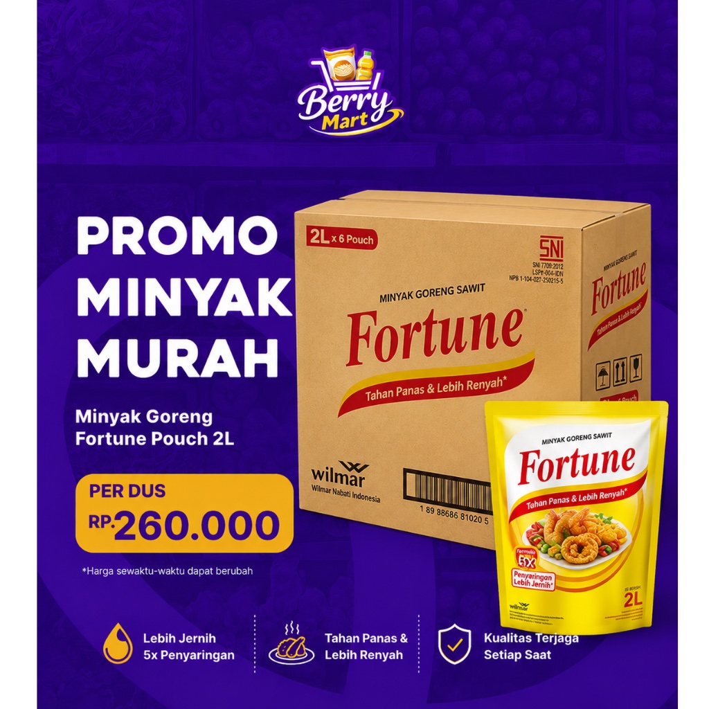 Fortune Minyak Goreng Sawit Pouch 2L x 6 Pouch Wilmar Nabati Indonesia