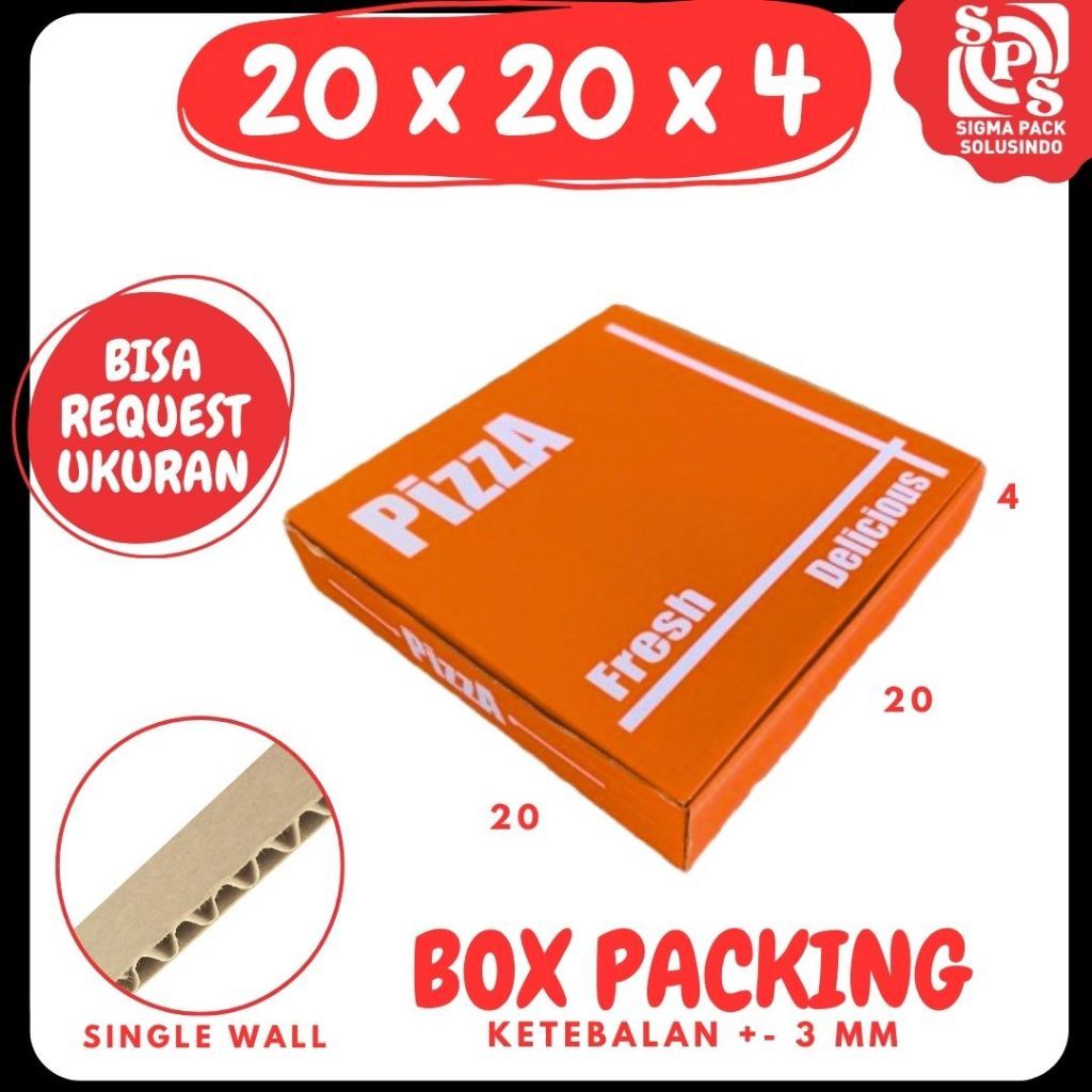 Box Pizza 20x20x4 | Dus Pizza | Cetak Dus | Pizza Kotak takeway