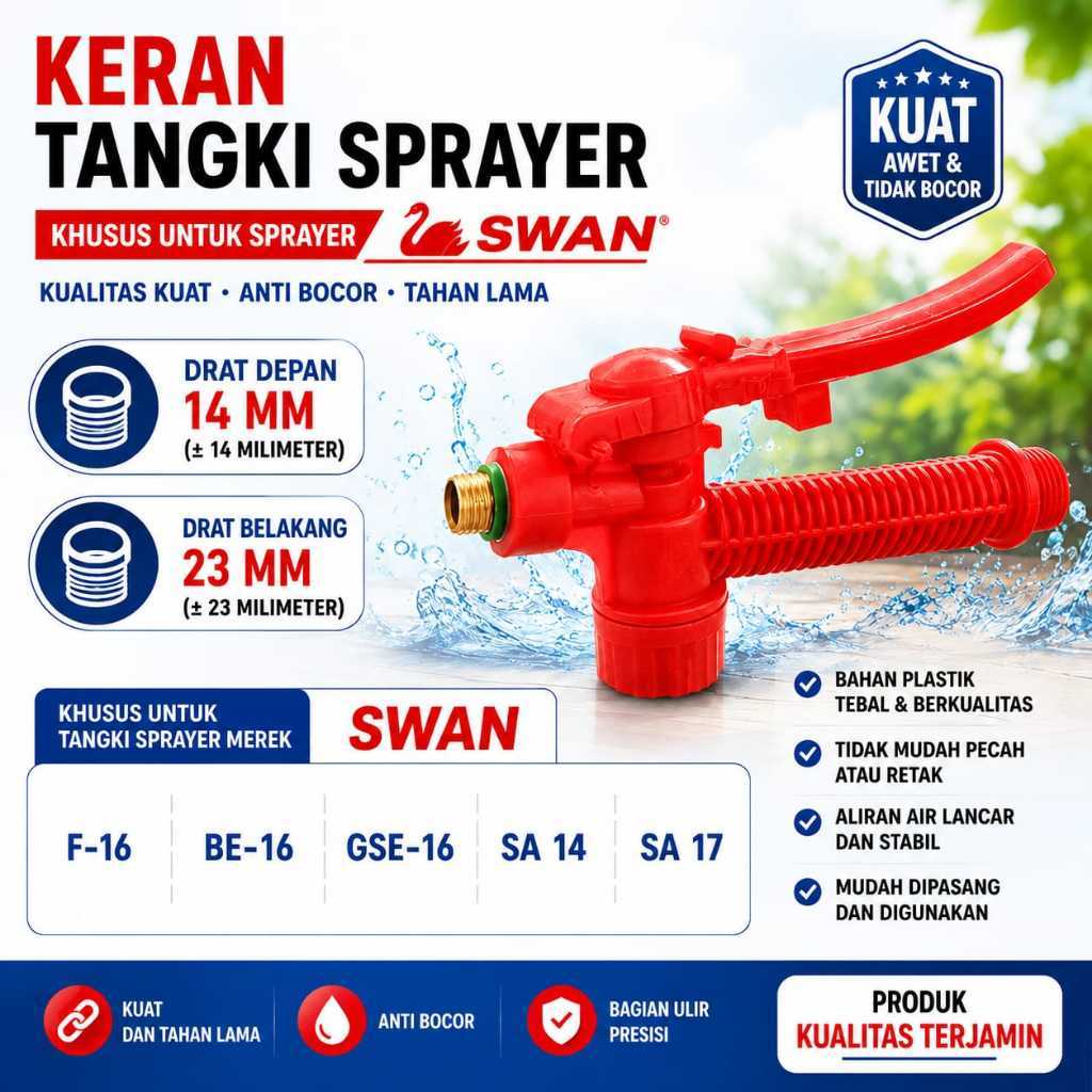 KRAN PENCET TANGKI SEMPROT Swan Elektrik / Manual STOP KRAN TANGKI SPRAYER SWAN