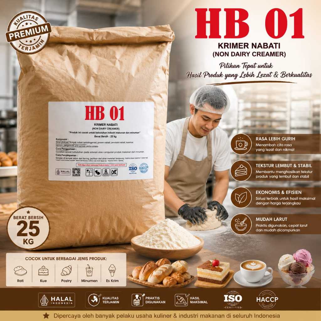 Creamer Bubuk Premium HB 01, KR 01 - Creamer Good Quality Grade Premium Kemasan 1Sak 25Kg- Non Dairl