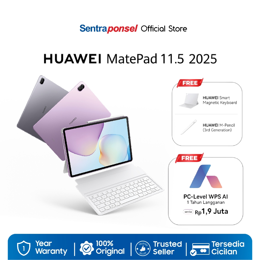 HUAWEI MatePad 11.5-inci 2025 Tablet Free MPencil Gen 3 & Member WPS AI 1 Tahun | WPS Office 2.0 Tin