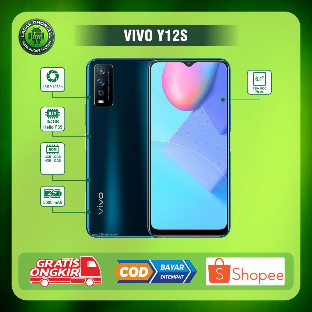 HP VIVO Y12S RAM 3/32GB RAM 4/64GB Second normal siap pakai