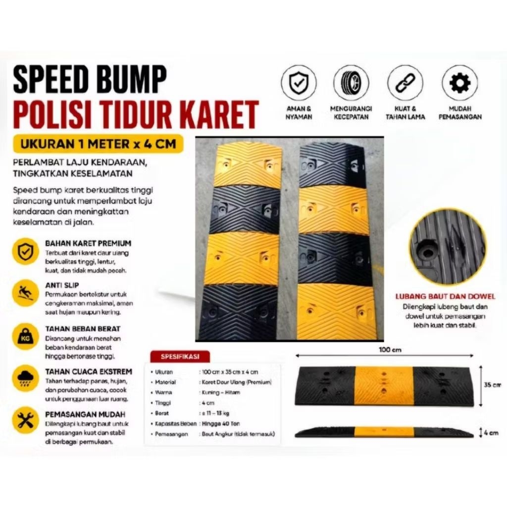 Speed Bump Rubber /Polisi Tidur Karet /Polisi Tidur PVC