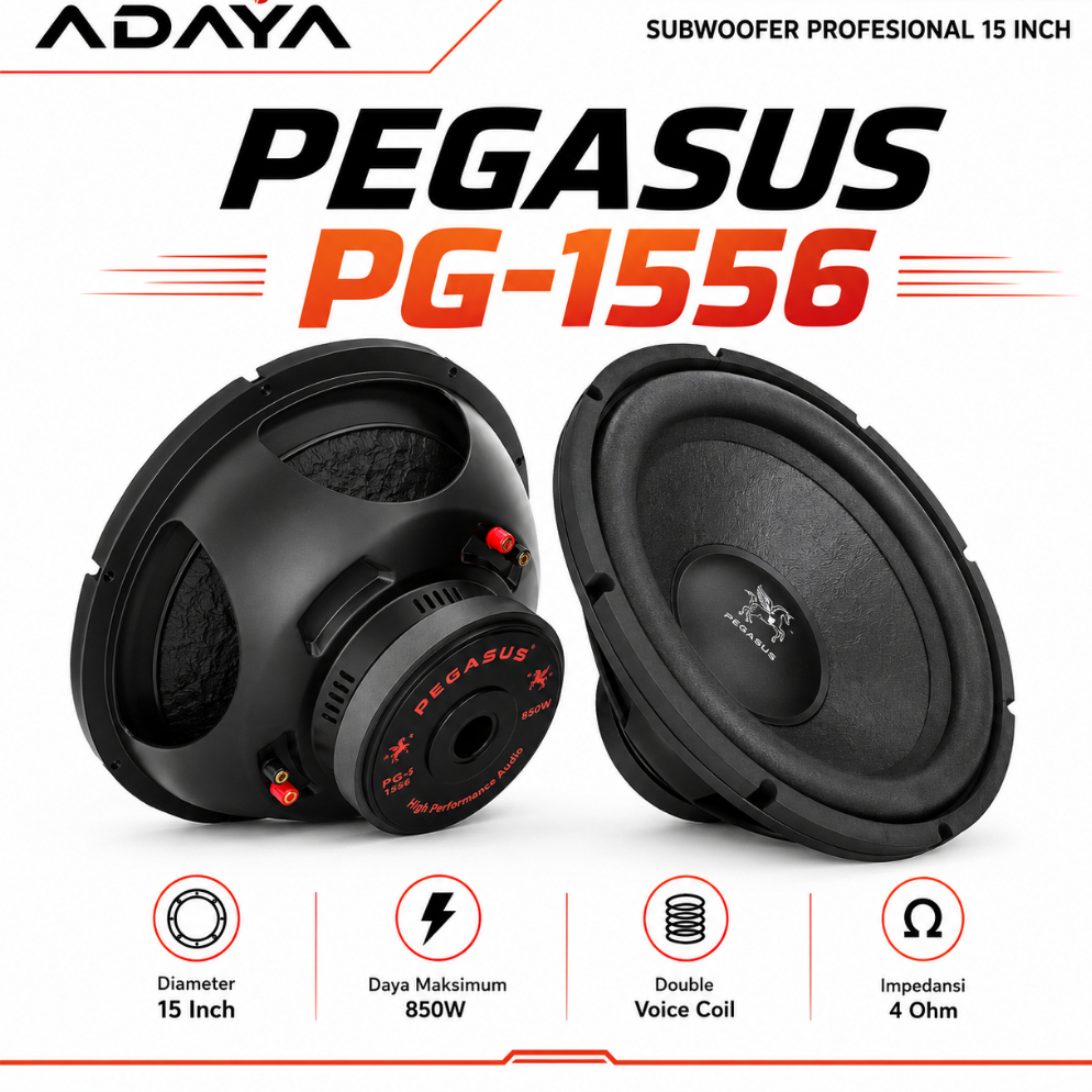 SUBWOOFER SPEAKER 15 Inch 850 Watt Double Coil dan Magnet Besar PEGASUS PG-1556