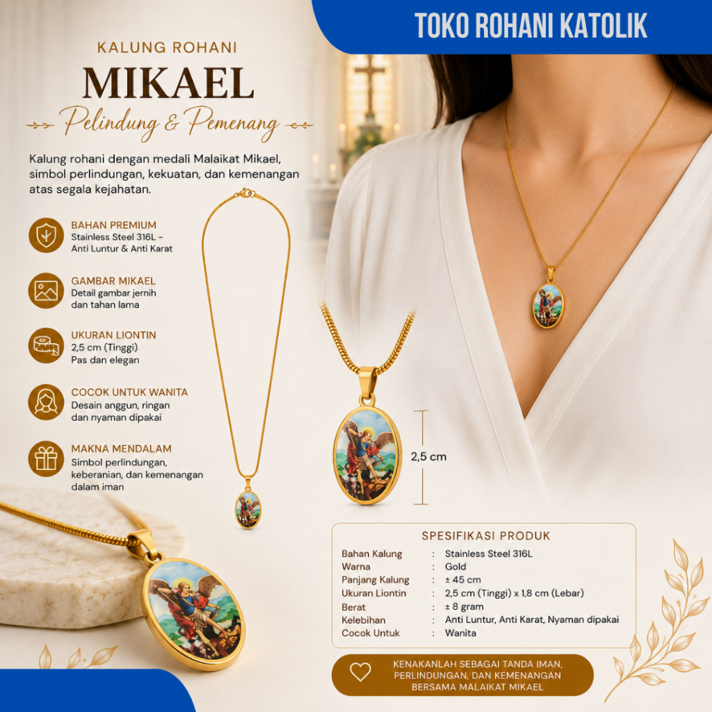 KALUNG LIONTIN ST MIKAEL / KALUNG ROHANI KATOLIK / KALUNG KATOLIK / TOKO ROHANI KATOLIK JOGJA