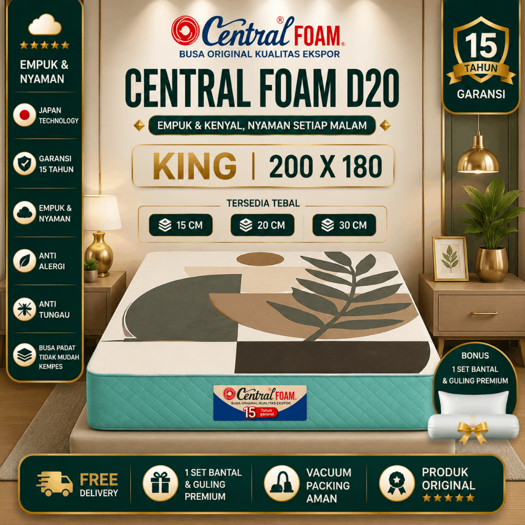 [200X180] Kasur Busa Central Foam D20 Garansi 15 Tahun Busa Berkualitas Dan Tahan Kempis Original
