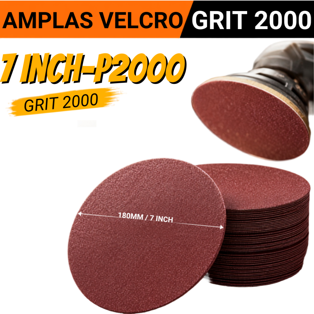 Amplas Tempel Bulat 7 Inch Poles 18 CM Grit 2000 Isi 5 Lembar Amplas Grit 2000