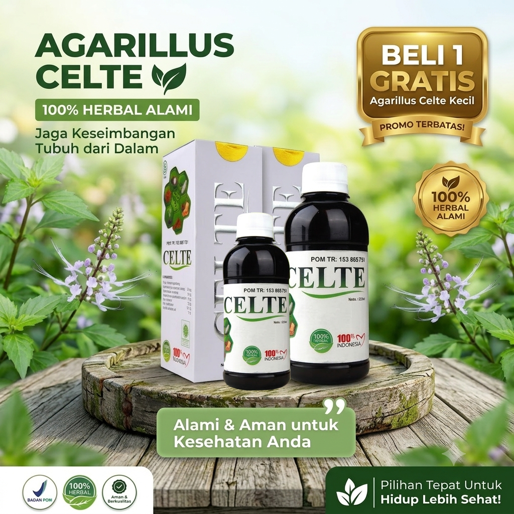 Promo Celte Agustus Merdeka | Agarillus Celte Free CELTE KEMASAN KECIL| Minuman Herbal Pendukung Kes