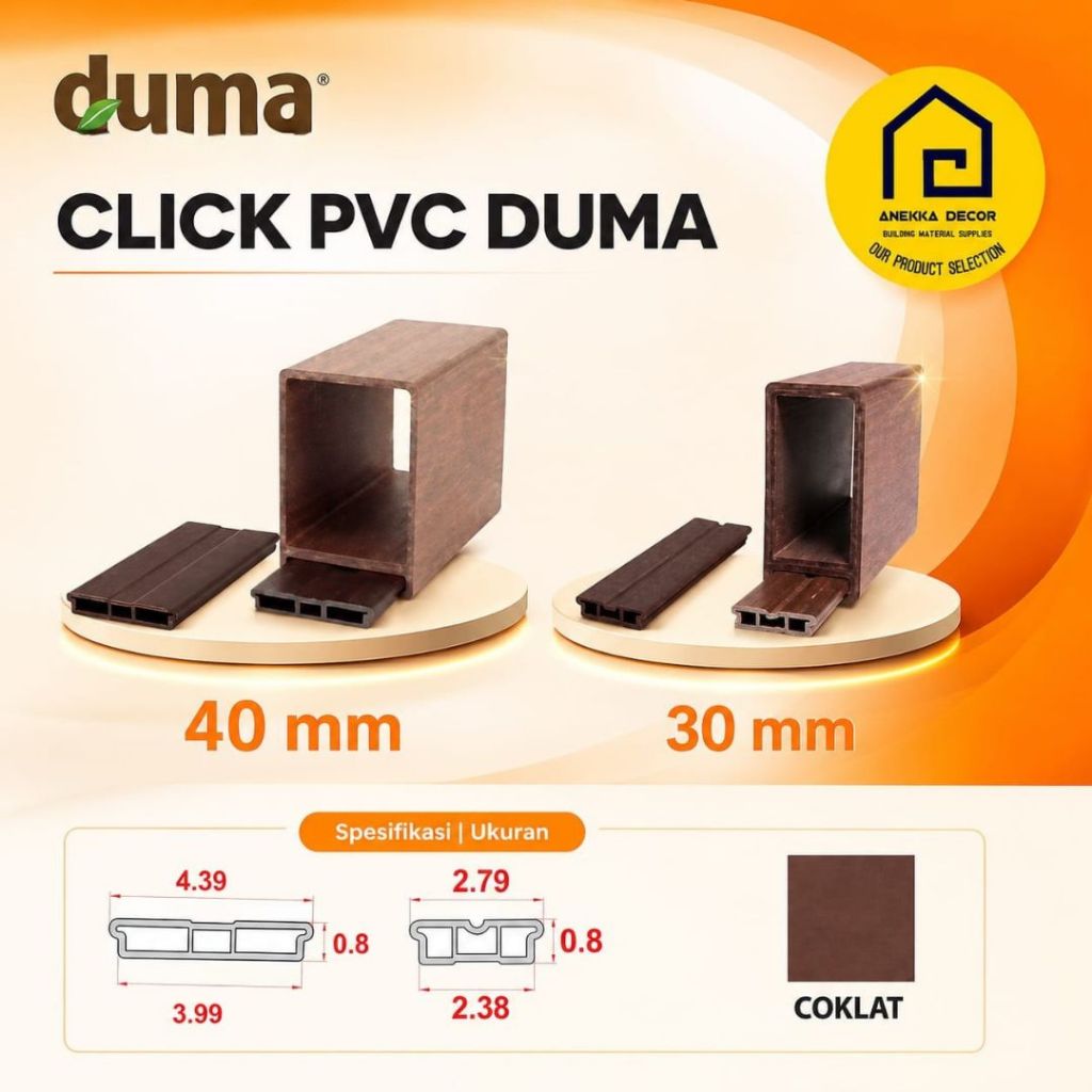 DUMA Click PVC | 30 - 40 mm Aksesoris Untuk Pemasangan COH Click on Hollow ; Click on Flat dan COV