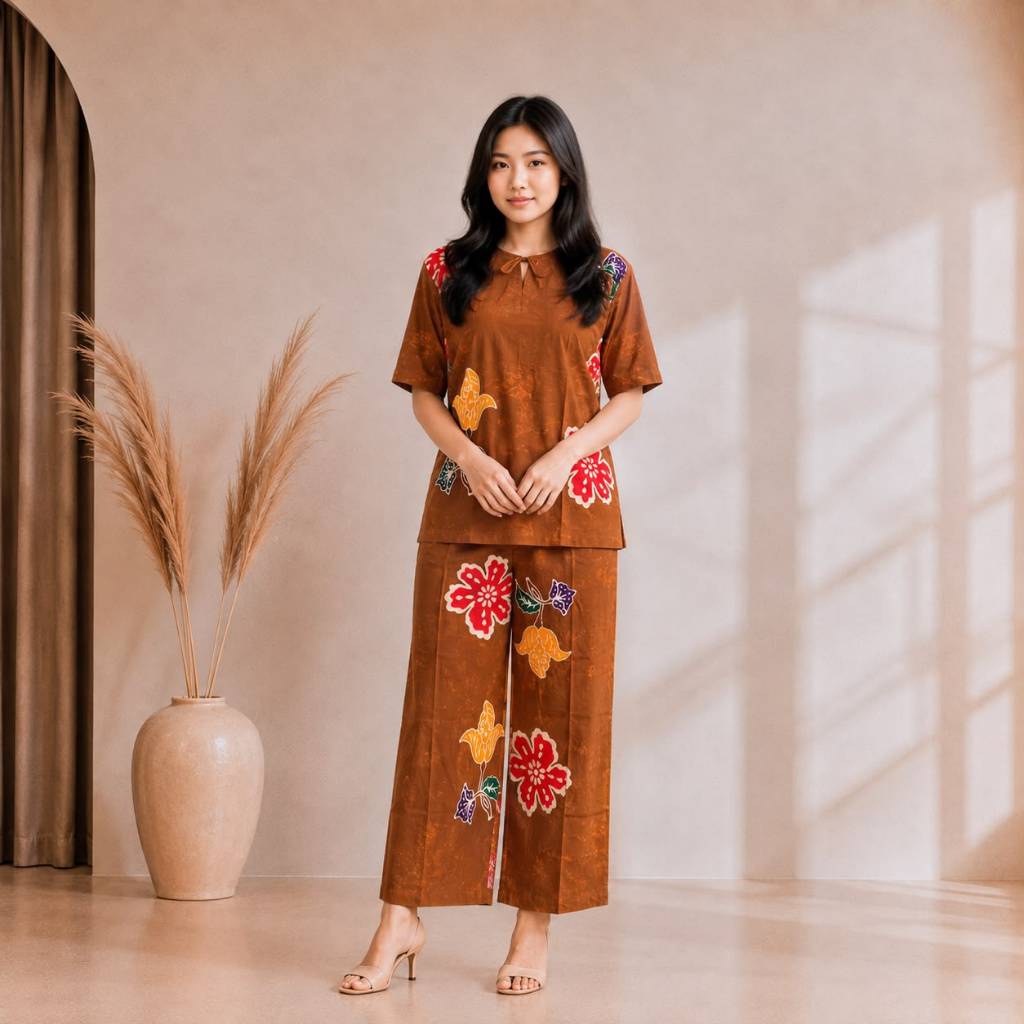 Setelan Dewasa Ld 110 Pakaian Sanan Remaja Cap Pincuran One Set Rampel Batik Etnik