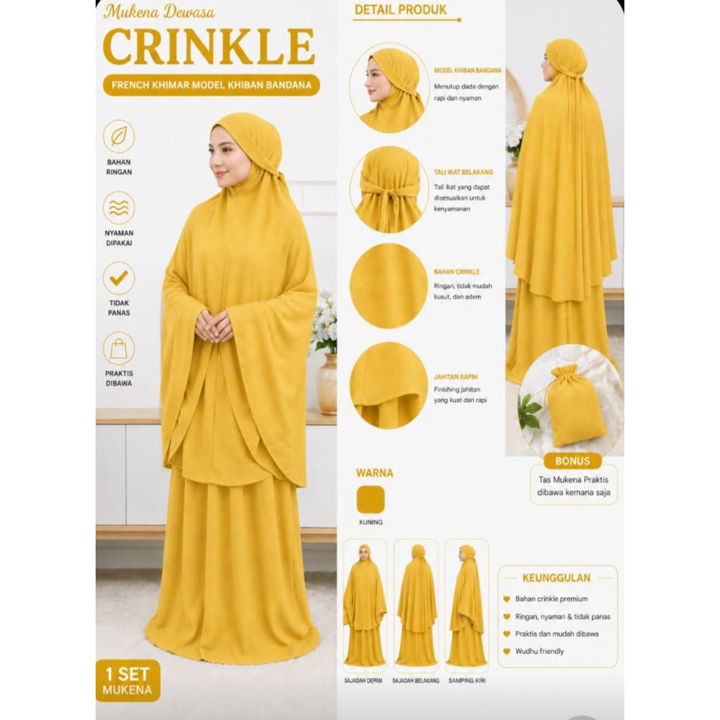 MUKENA DEWASA CRINKLE DAN SILK