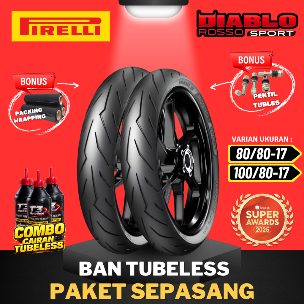 [PAKET SEPASANG] BAN PIRELLI DIABLO ROSSO SPORT RING 17 ( 80/80-17 & 100/80-17 ) MEDIUM COMPOUND RIN