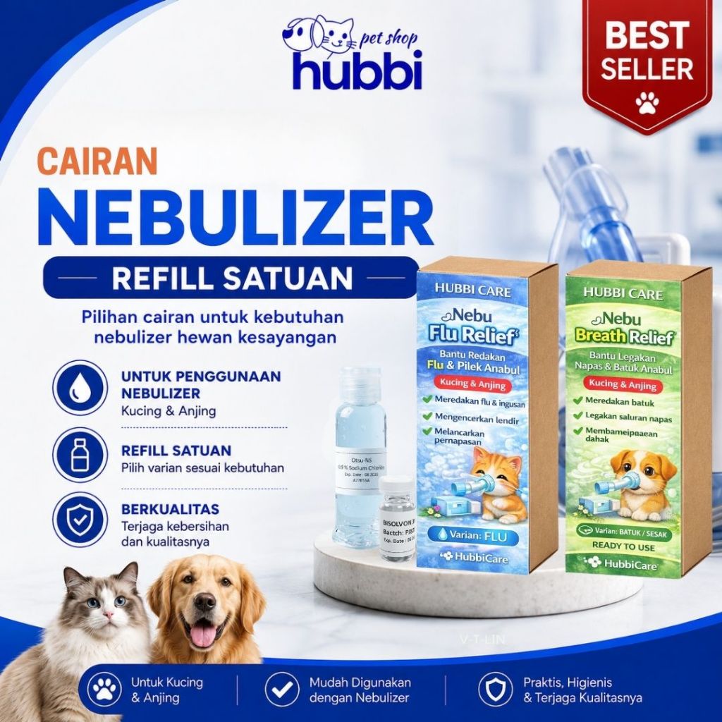 Nebulizer Flu dan Batuk Kucing Anjing - Larutan Nebulizer Kucing Anjing – Refill Satuan | Pilih Vari
