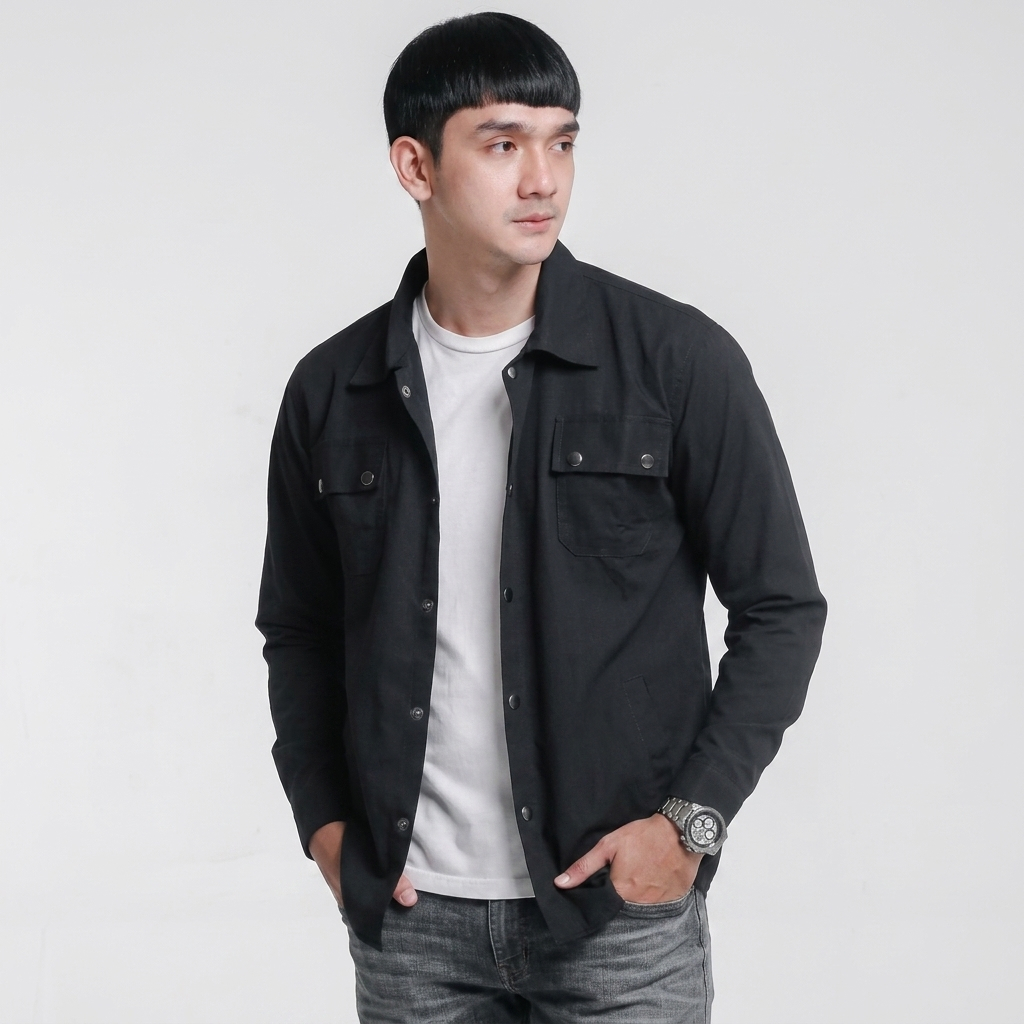 Kadugi Jaket Semi Parka Pria Kemeja Baby Canvas Kancing Besi Premium Casual Outerwear
