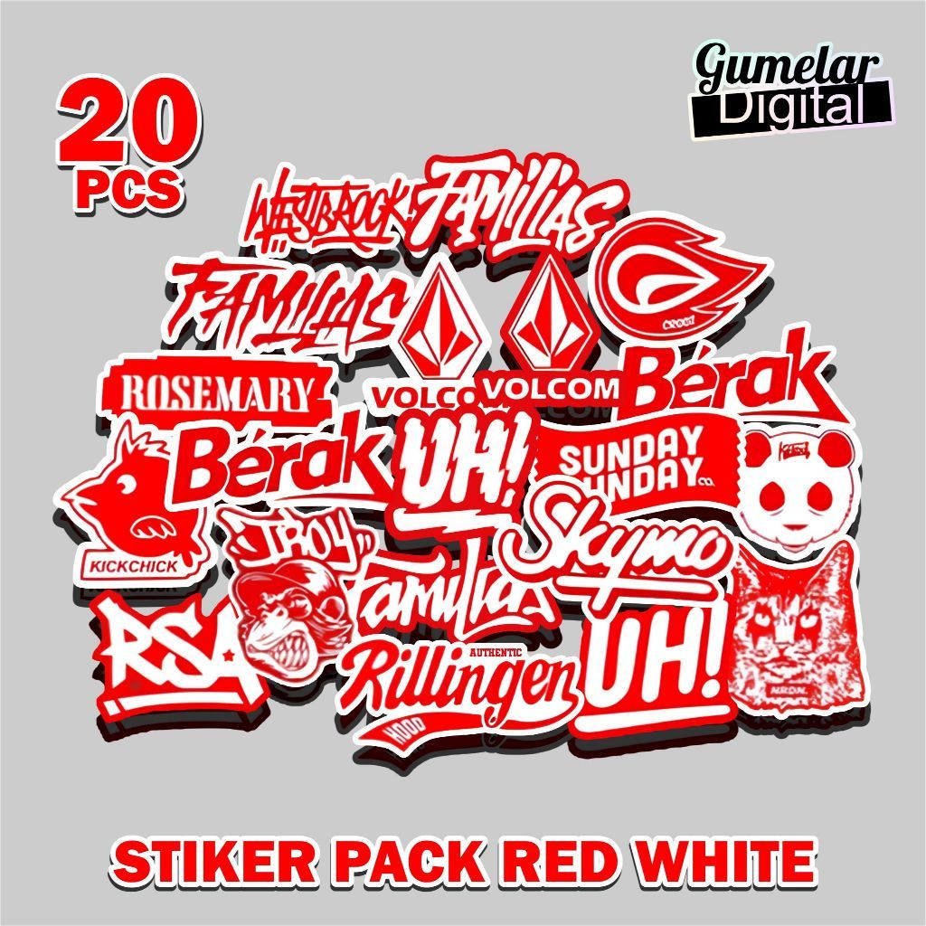 P40 STIKER PACK RED WHITE TERBARU KEREN STIKER HELM LAPTOP THUMBLER STIKER PACK FAMILIAS SKYMO RSA R