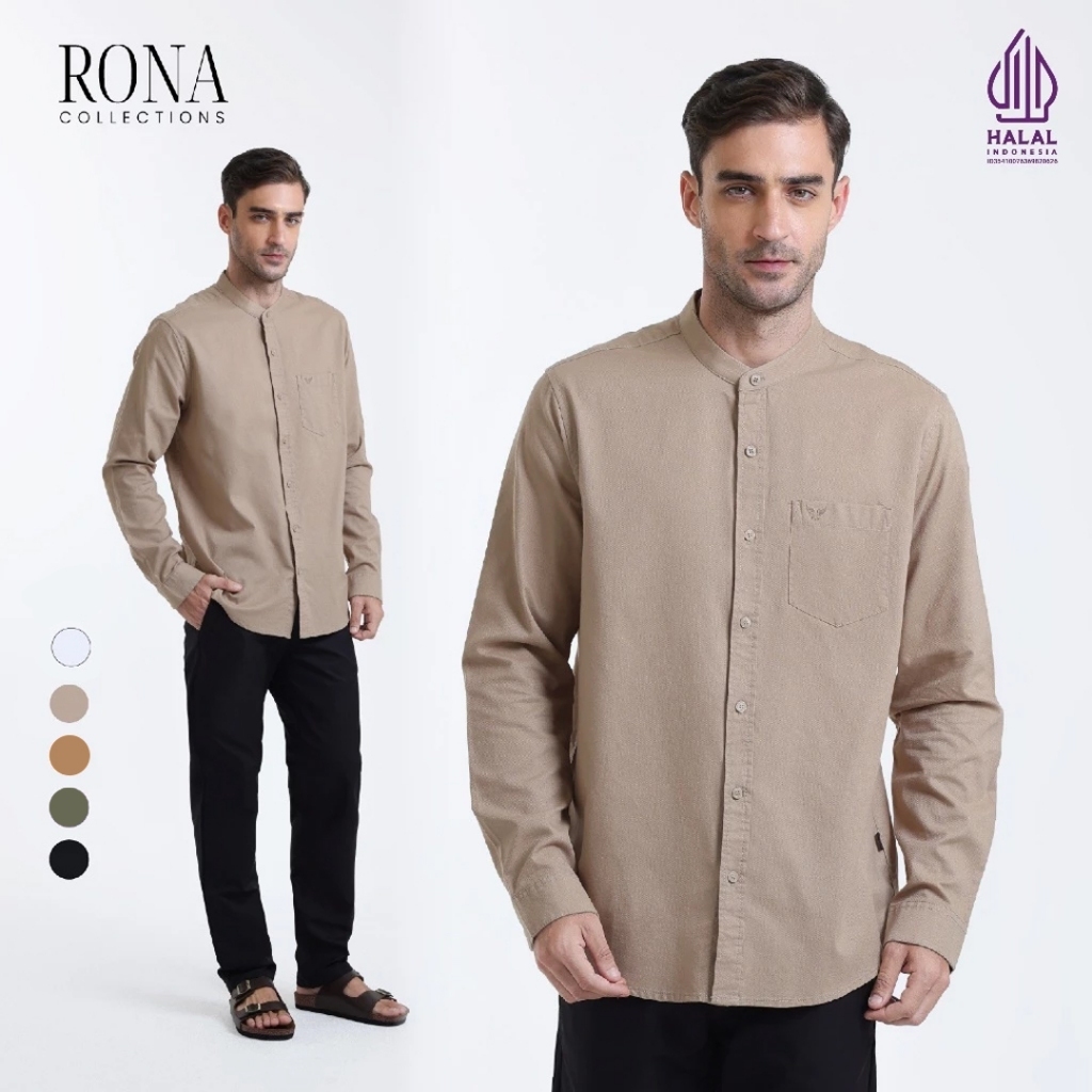 Emba Classic - New Rona Kemeja Koko Katun Premium Pria Lengan Panjang Regular