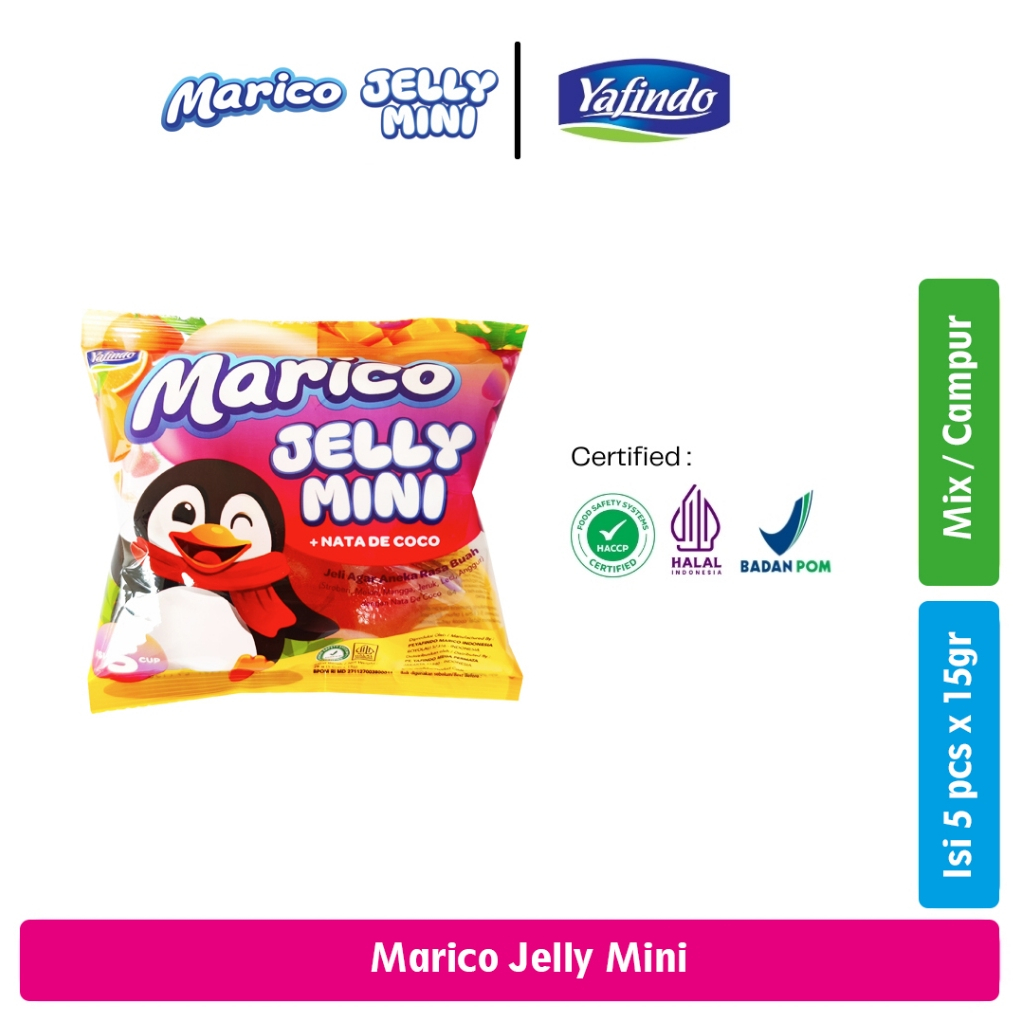 Marico Jelly Mini isi 5 Assorted, Mix Buah (Anggur, Strawberry, Jeruk, Melon, Leci, Mangga Madu) - 1