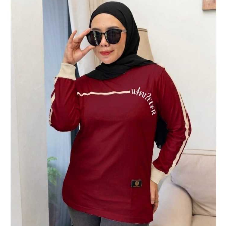 KAOS LENGAN PANJANG RIB KAIN KATUN COMBED 20S PREMIUM BAJU WANITA TERBARU