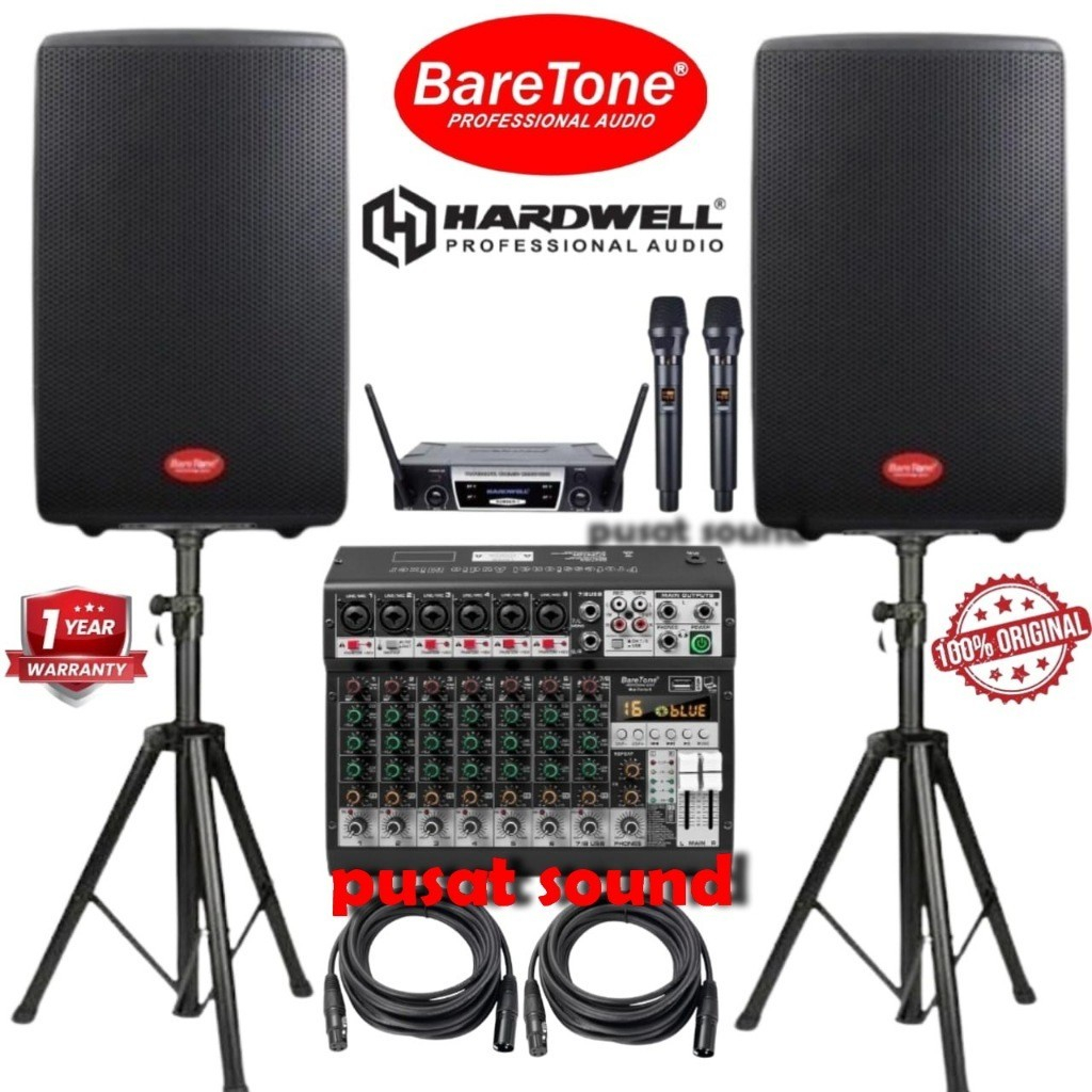 Paket Speaker Aktif Baretone MAX15 RC MAX15RC 15 Inch 500 Watt Original + Baretone Force8
