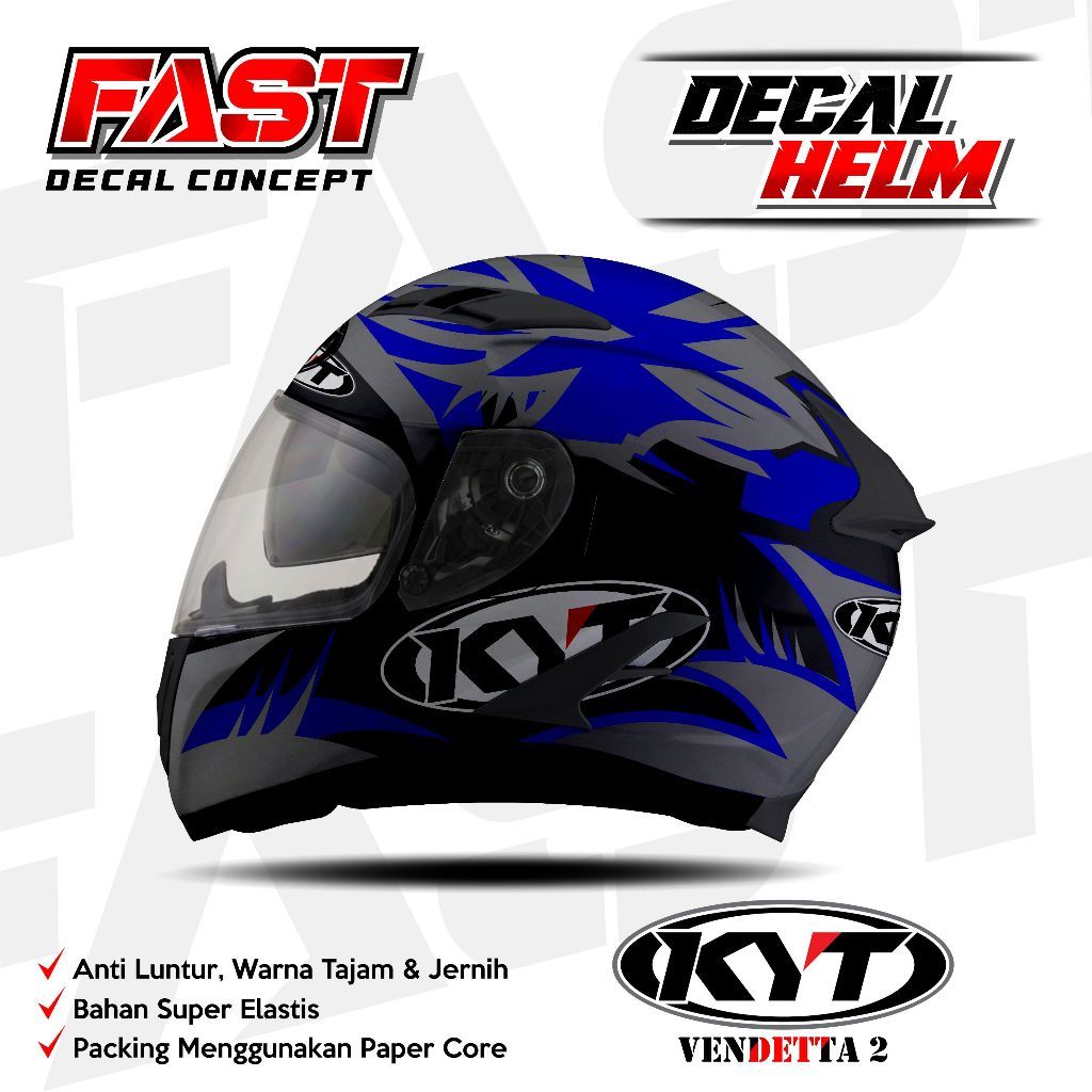 Decal stiker helm KYT Full face Motif vendetta ABSTRAK Racing Livery  HELM KYT sport Design Sticker 