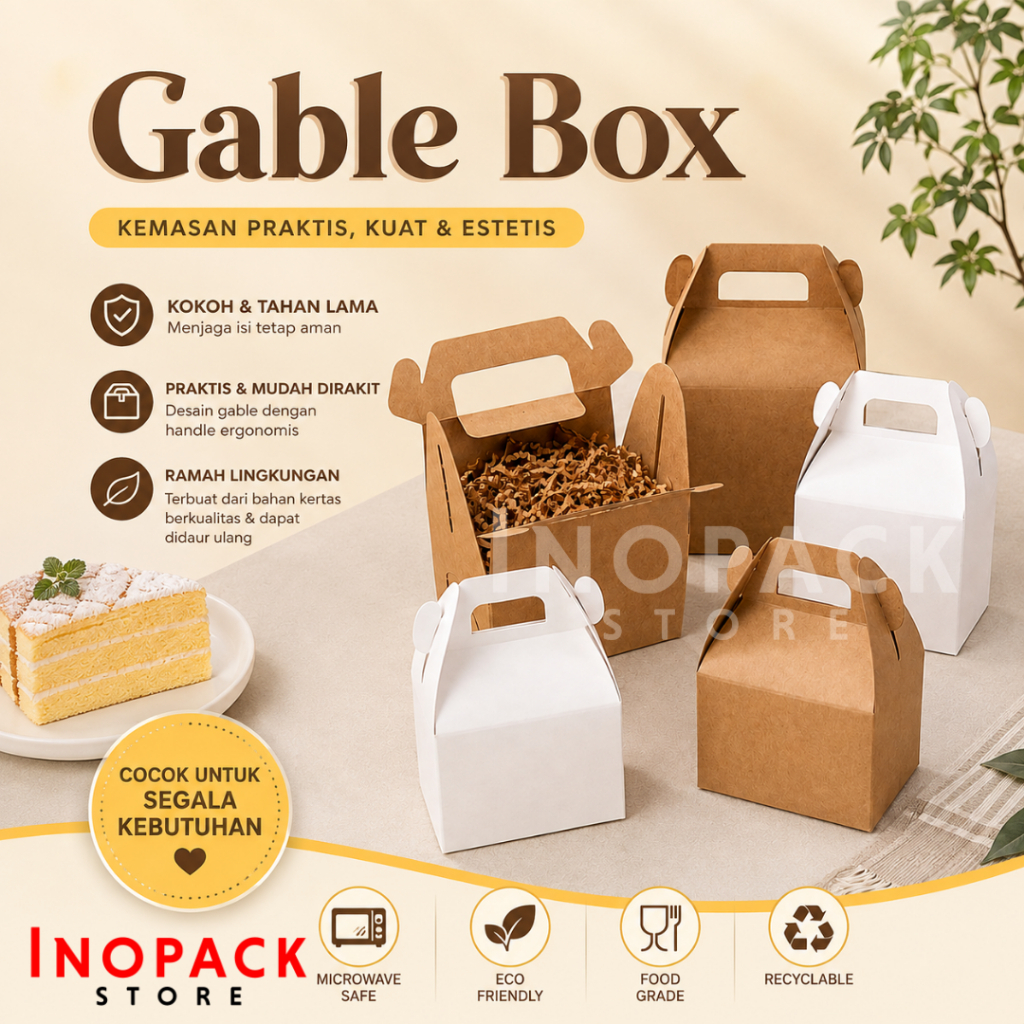 Paperbox Gable Box Hampers Souvenir Gift Pack Snack / snack box / fried chicken box / kotak ayam gor
