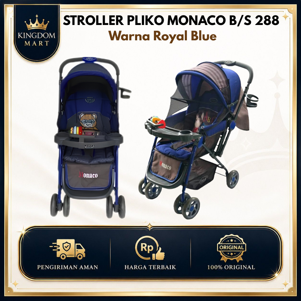 PROMO Stroller Pliko Monaco B/S 288 Warna Royal Blue | Stroler Bayi & Anak Pliko