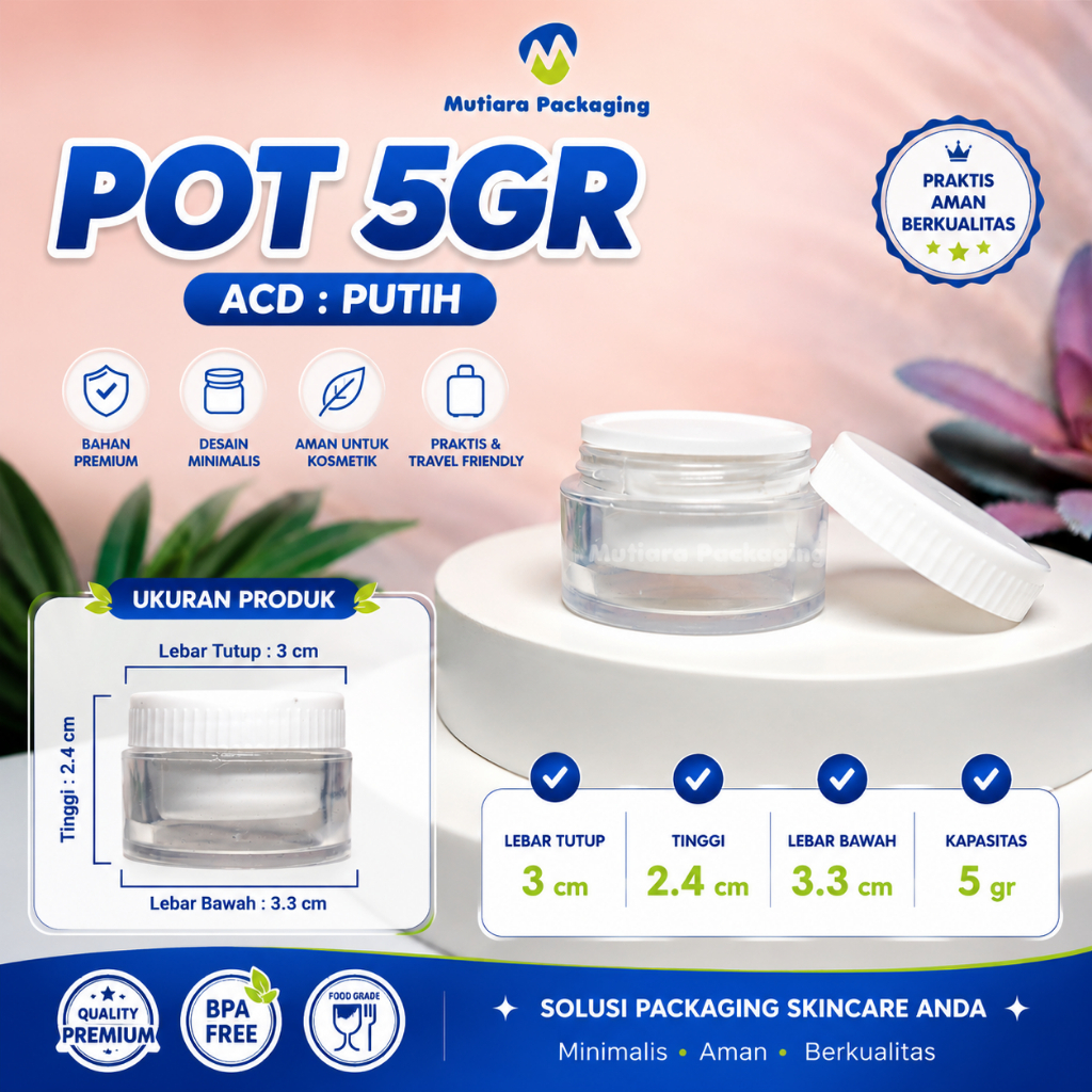 POT 5GR ACD PUTIH | POT CREAM 5GR