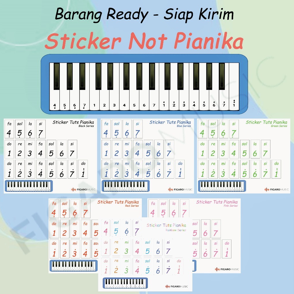 Stiker Pianika - Sticker Tuts Pianika Melodica Simple Polos