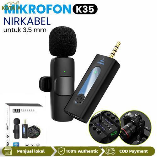 K35 Pro Mikrofon Wireless Clip On 1/2 Mic Receiver 2.4GHz Jarak 15M Untuk Content Creator Imam Masji