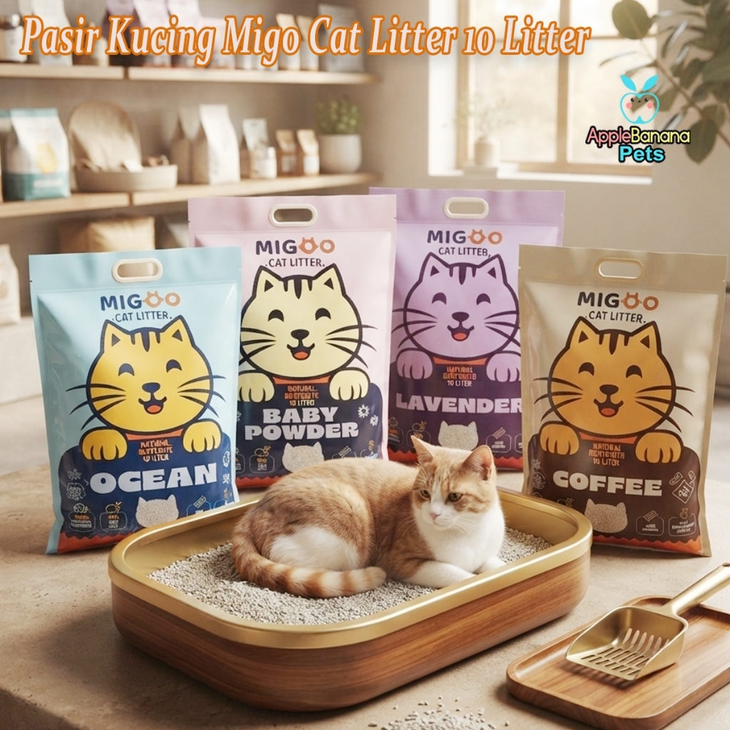 Pasir Kucing 10 liter - MIGOO Pasir Gumpal Wangi 10L-pasir Gumpal 10 Liter- pasir wangi kucing