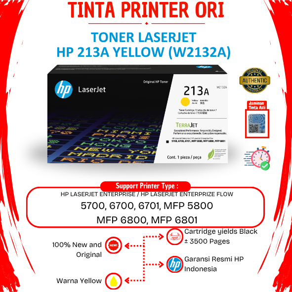 Toner HP Laserjet 213A Yellow | HP 213 A Kuning (W2132A) Original Resmi Online Partner For Printer 5