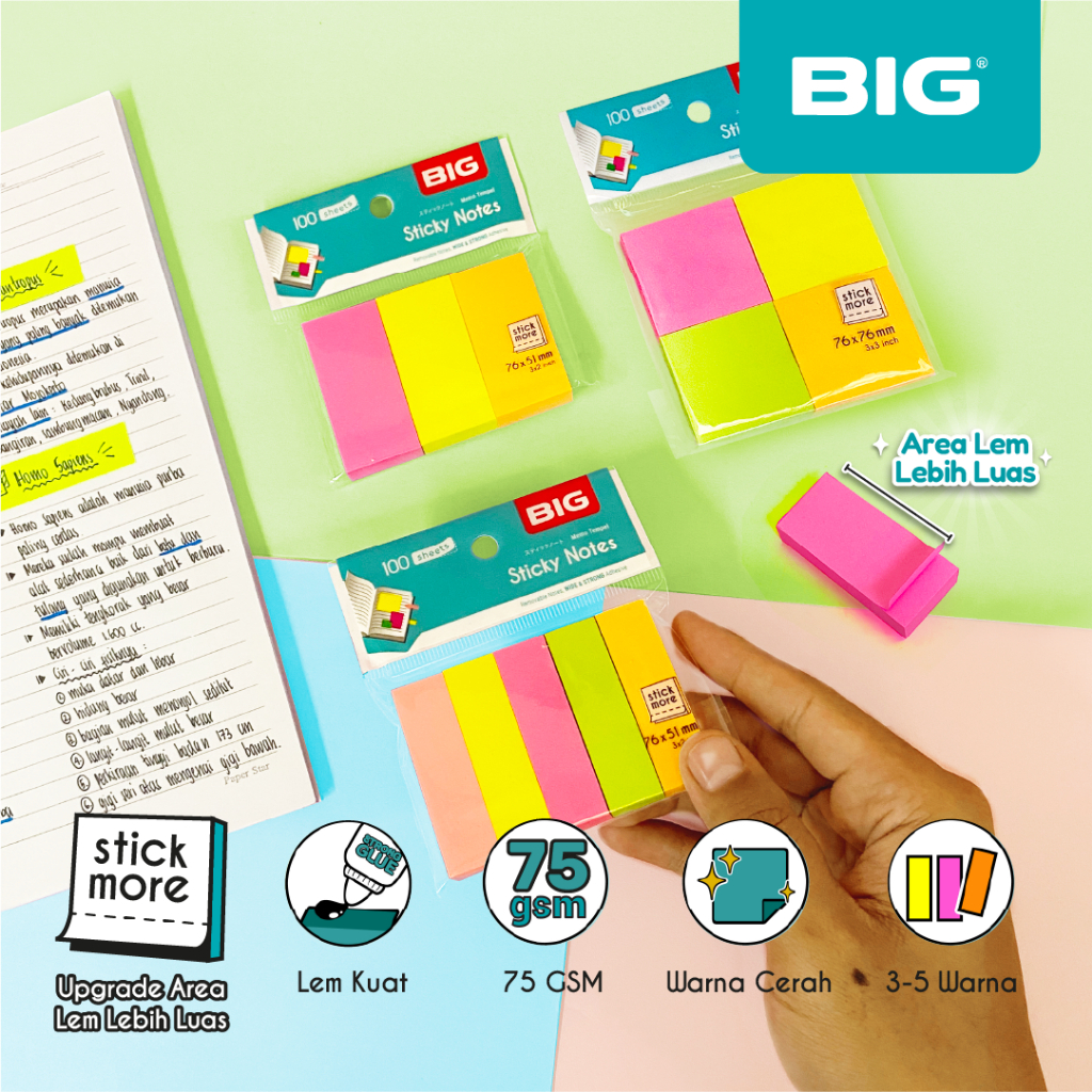 BIG Sticky Notes Warna/ Note Kertas/ Memo Tempel