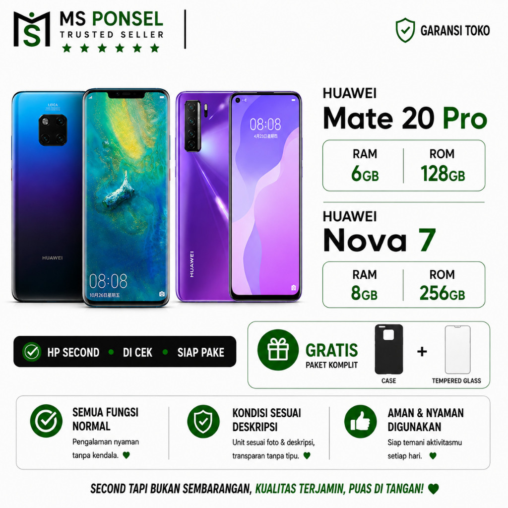 Huawei Mate 20 Pro 6/128GB | Mate 20 | Nova 7 8/256 Mulus No Minus | Kamera Leica Jernih | Second Re
