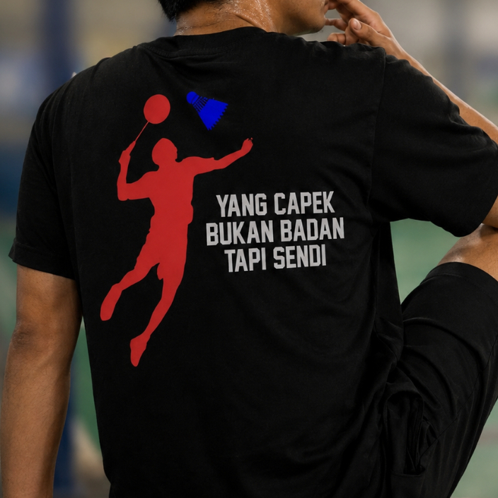 KAOS PRIA BADMINTON HUMOR LUCU VARIASI DESAIN COTTON COMBED