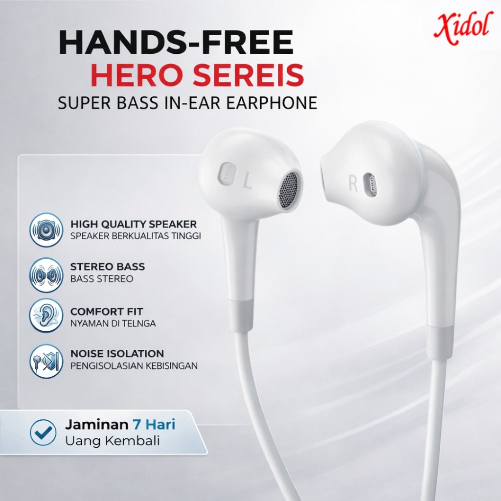XIDOL EARPHONE HANDSFREE HEADSET HERO SERIES TYPE-C IOS STEREO ORIGINAL