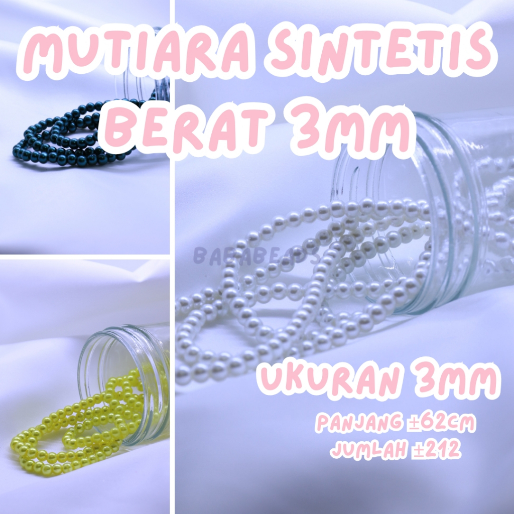 [LENGKAP] 3mm Mutiara Sintetis Berat - Mutsin 3mm - Mutiara Sintetis 3mm - Mutiara Renteng 3mm