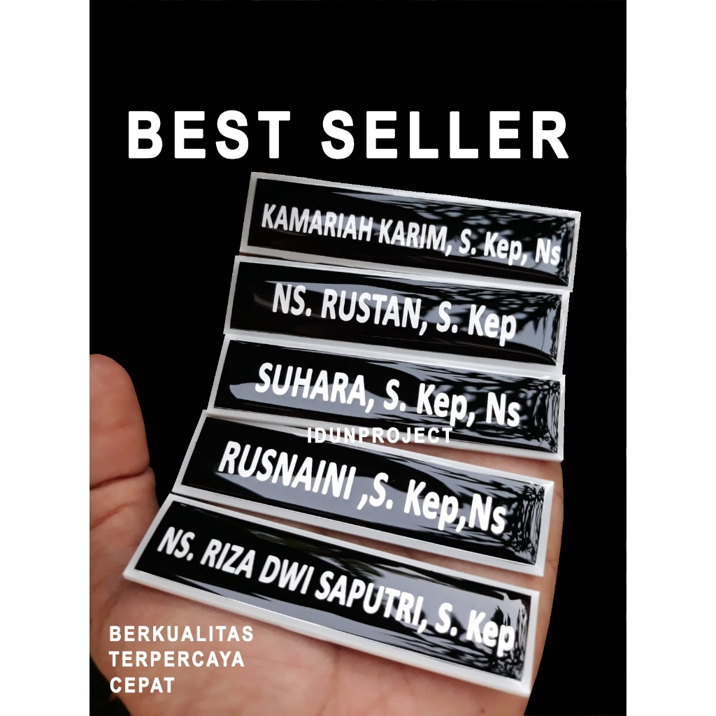 Nametag Akrilik peniti atau magnet design elegan,mudah dan praktis
