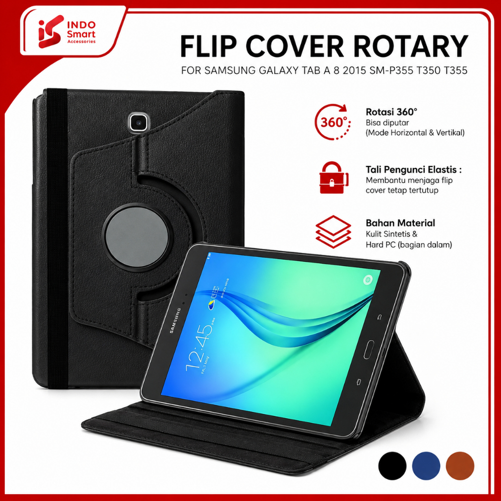 Case Samsung Galaxy Tab A8 2015 8 inch P355 T350 T355 Casing Rotary Flip Cover Sarung Tablet Stand