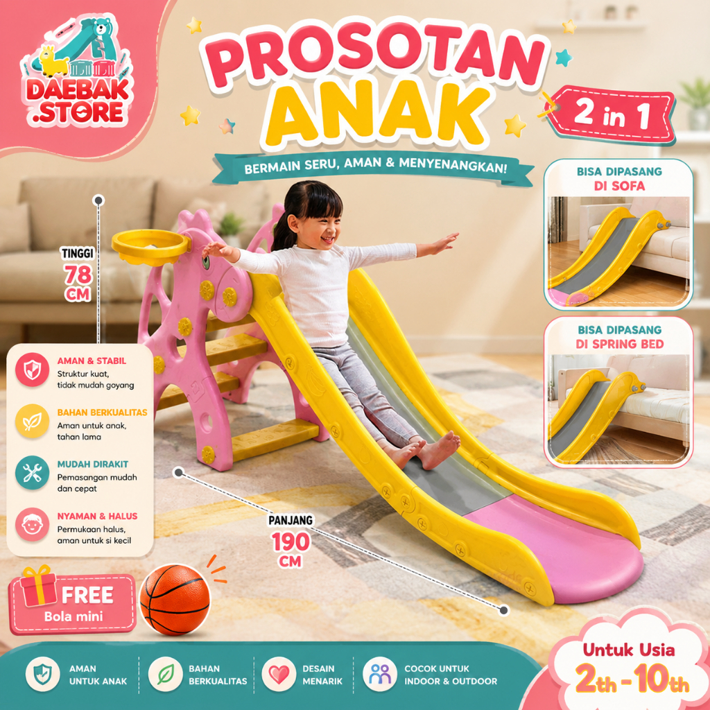 Daebak mainan perosotan anak set ring basket playground anak murah perosotan murah