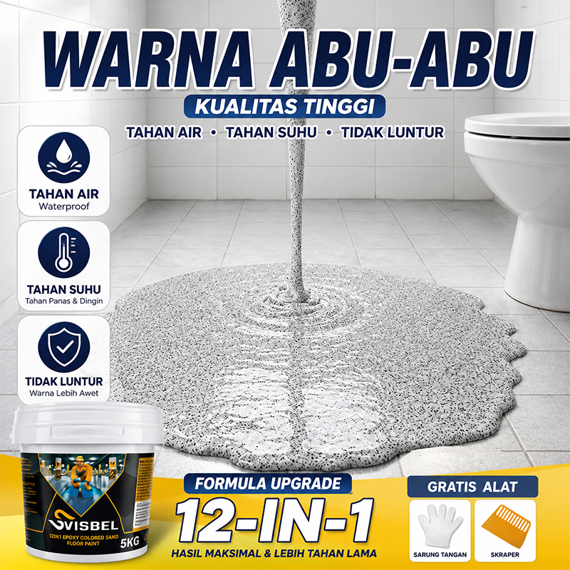 Cat Lantai Epoxy Lantai Semen 5KG untuk Rumah - Pasir Warna Self Leveling Tahan Aus Anti Slip