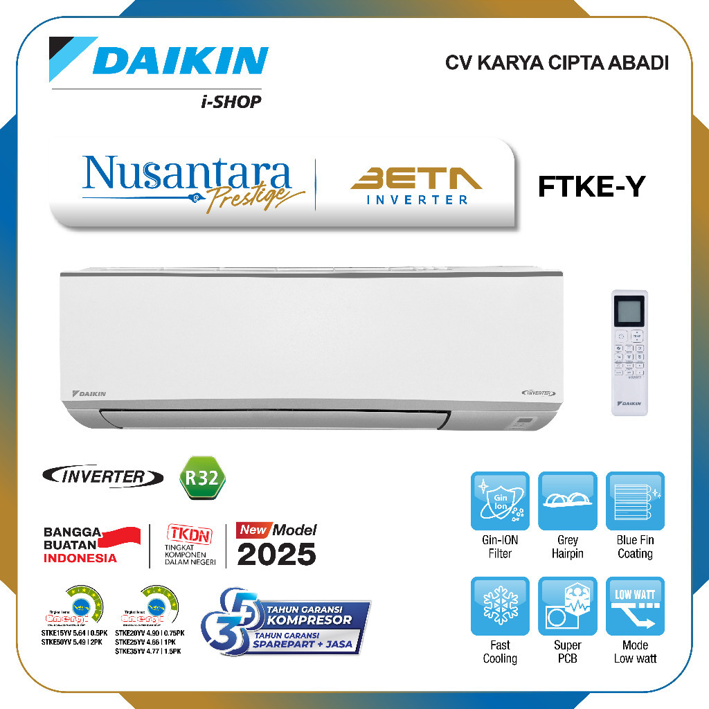AC Split Daikin 1 PK Inverter BETA ( AC IBU DEBI )