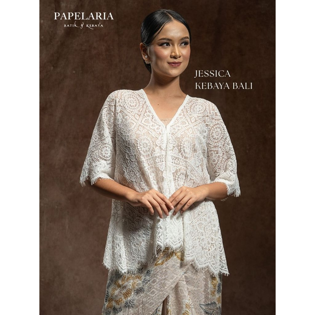 Atasan Wanita Outer PAPELARIA | Jessica Kebaya Lace Brokat Brukat Chantilly Premium Wanita Perempuan