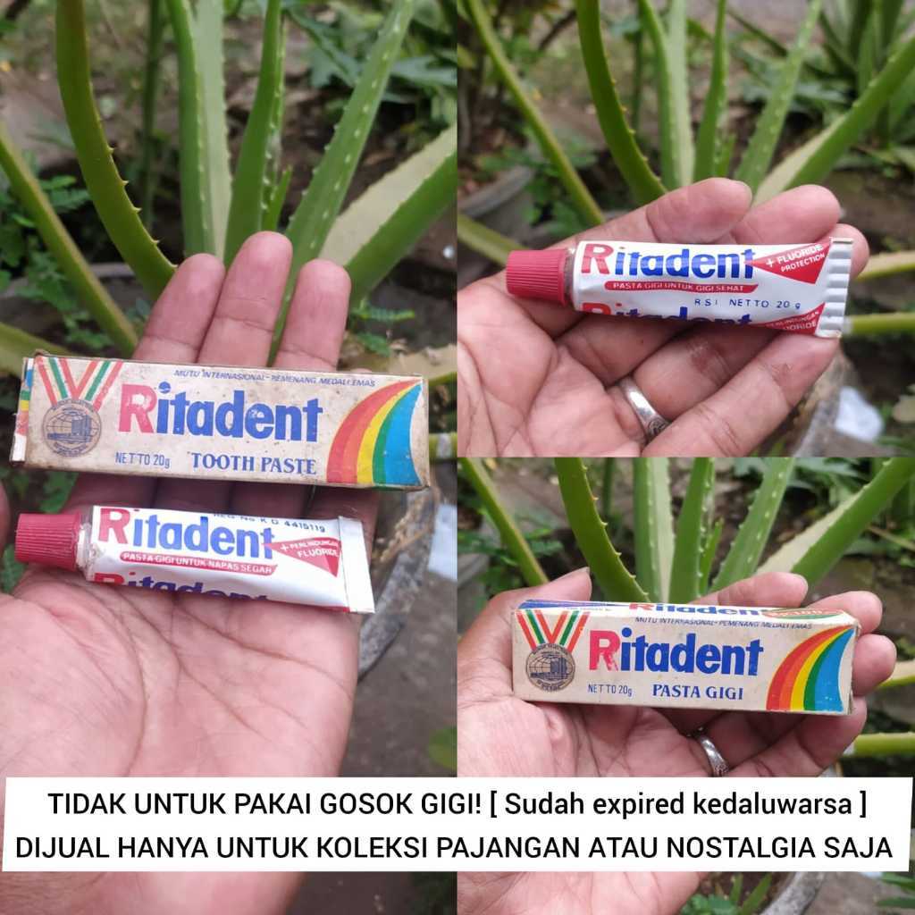[ TIDAK UNTUK DIPAKAI ] KOLEKSI PRODUK JADUL PATA GIGI RITADENT KEMASAN LOGAM TAHUN 1980AN