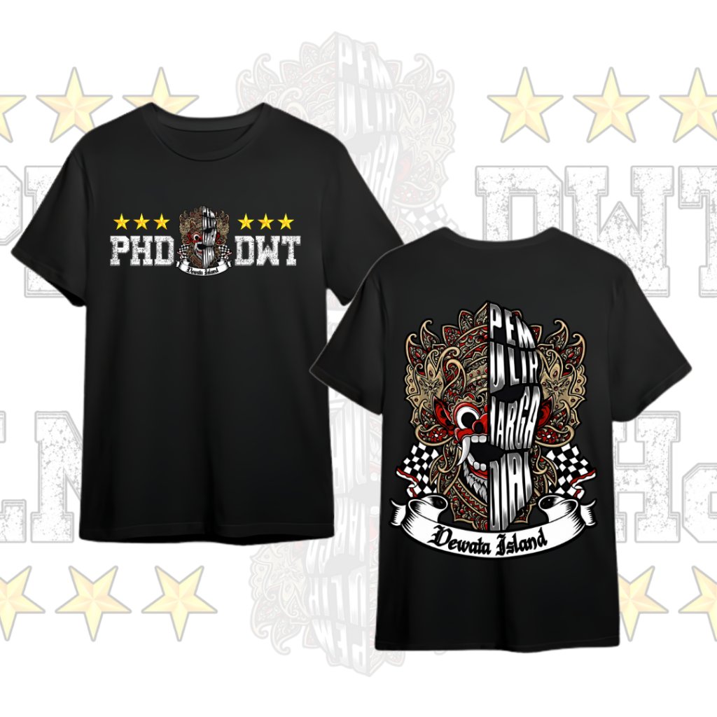 Promo Kaos PHD Dewata Island - Pemulih Harga Diri Bali Barong Unisex Bahan Cotton Combed Tebal Murah