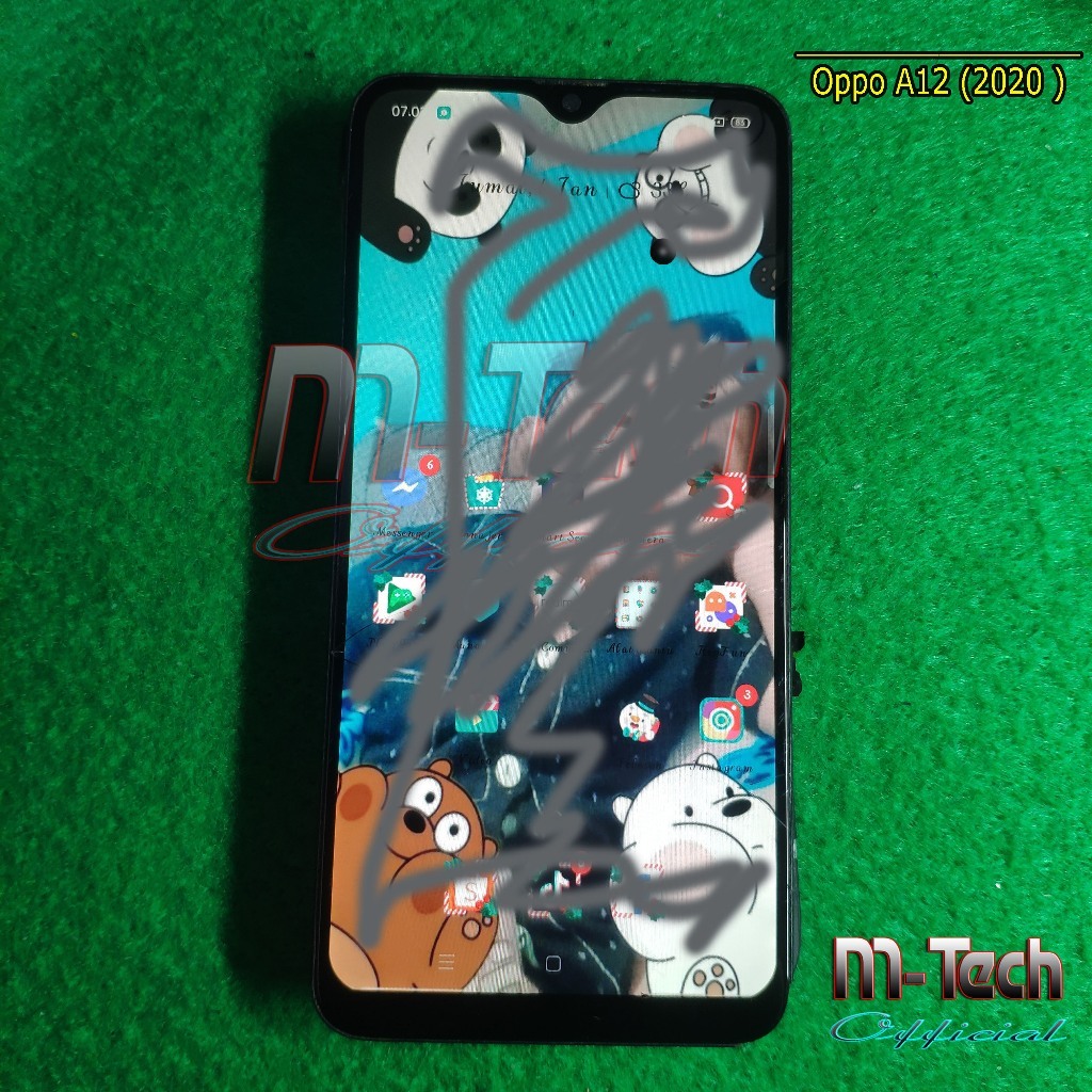 [611] LCD Plus Frame Oppo A12 (2020) Hidup Minus Frame Copotan