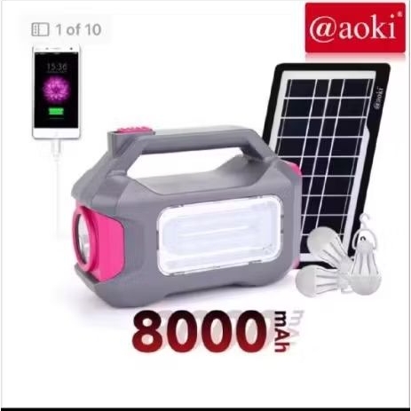AOKI AK-1101 Solar Lighting Mobile Power Syatem 800mAh Power Bank Multifungsi dengan Kapasitas Besar