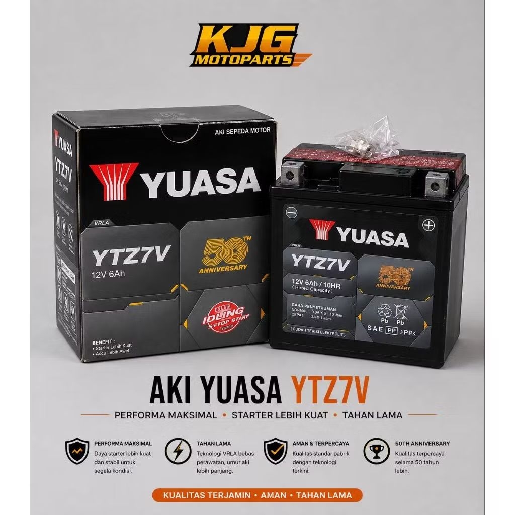 Aki Yuasa Aki Motor Nmax/Aerox/Lexi YTZ7V 12Volt 6.3Ampere