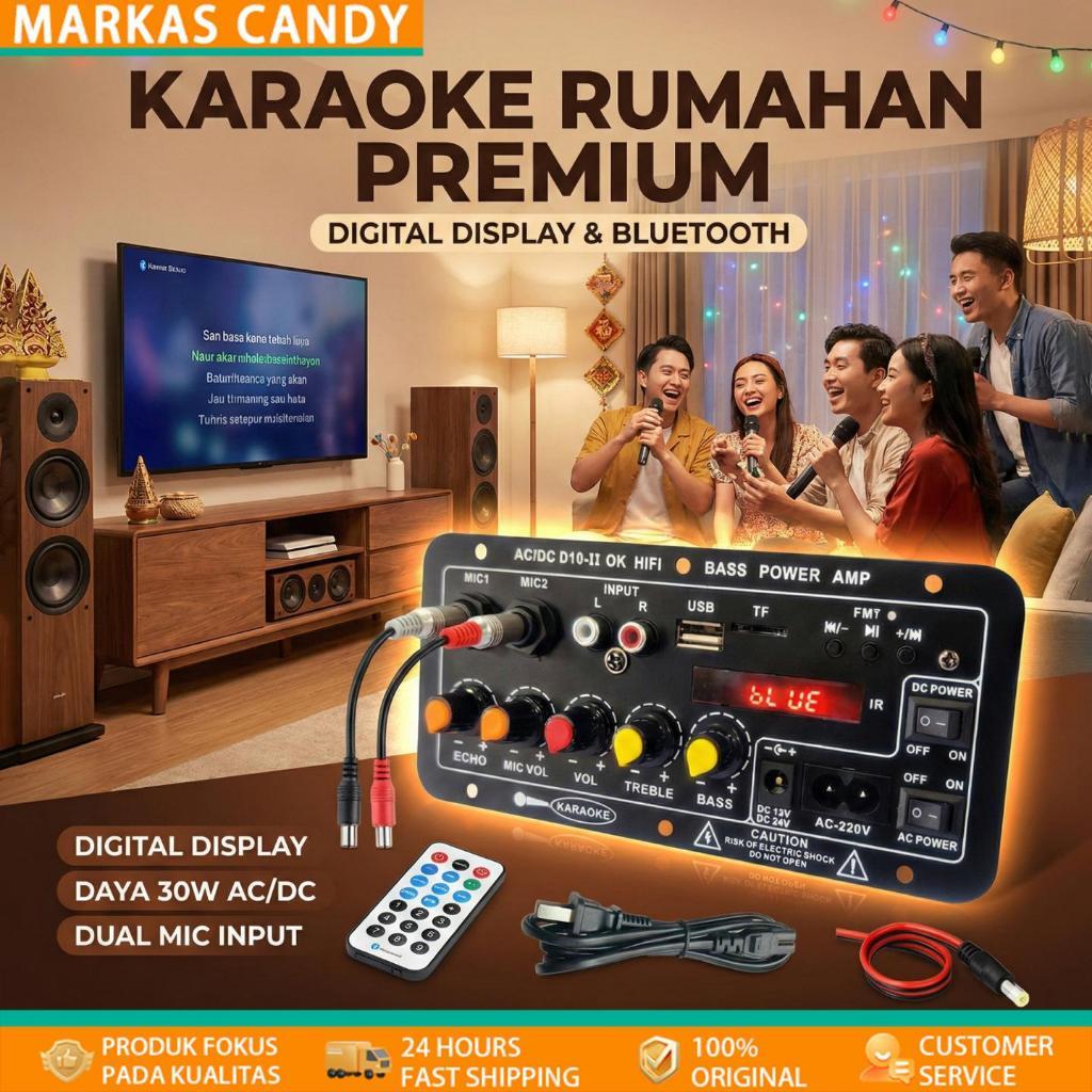 Power Ampli Board D10-II AC DC 12V 220V Karaoke Bluetooth Modul Kit DIY HIFI Bass Amp Speaker Aktif 