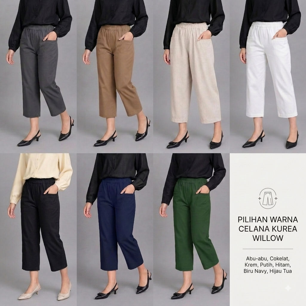 CELANA WANITA JUMBO PINGGANG KARET - SASHA CROP PANTS / CELANA KUREA TERBARU